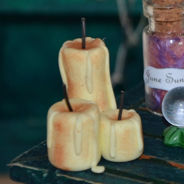 Melted dripping candles, dollhouse miniature in one inch scale, witch, goth, vampire, fantasy accessories