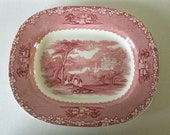 Antique JENNY LIND Red Oblong PLATTER 11 5 8 quot C.M. S. Charles Meigh England