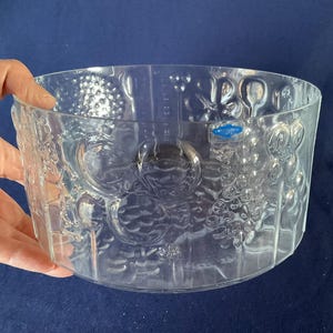 Iittala FLORA Glass Serving Bowl 7 3/4&quot; Oiva Toikka Nuutajarvi MCM Finland