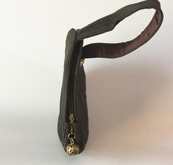 1940s Elegant Brown CORDE Handbag w/ Strap and Br… - image 5