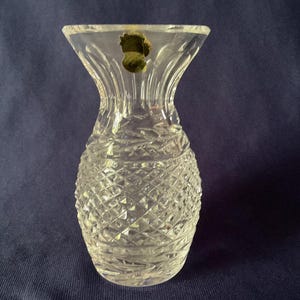WATERFORD Cut Crystal Glass GLANDORE Flared VASE 5 1/2&quot; w/ Label Sgd Ireland Vintage
