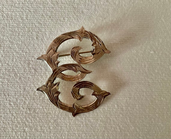 Sterling Initial E Script Etched Pin Brooch Mexic… - image 3