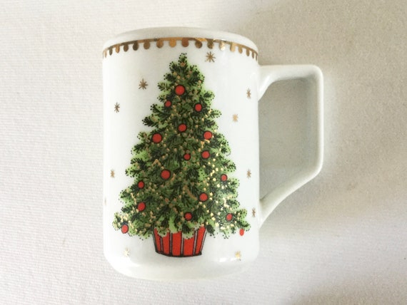 Vintage JOSEF Originals Porcelain CHRISTMAS TREE Range Handled