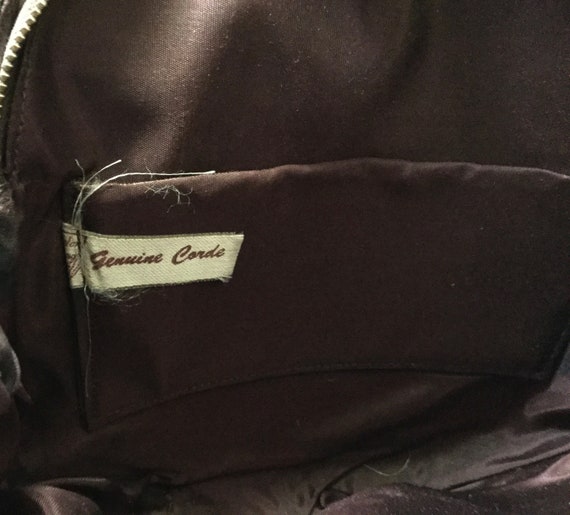 1940s Elegant Brown CORDE Handbag w/ Strap and Br… - image 3