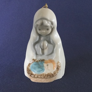 Porcelain Christmas Ornament MADONNA & CHILD by ENESCO Raecath Inc c1990