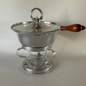 Buenilum Aluminum & Wood Fondue Saucer 5 Piece Set Chafing Dish w Ladle MCM usa