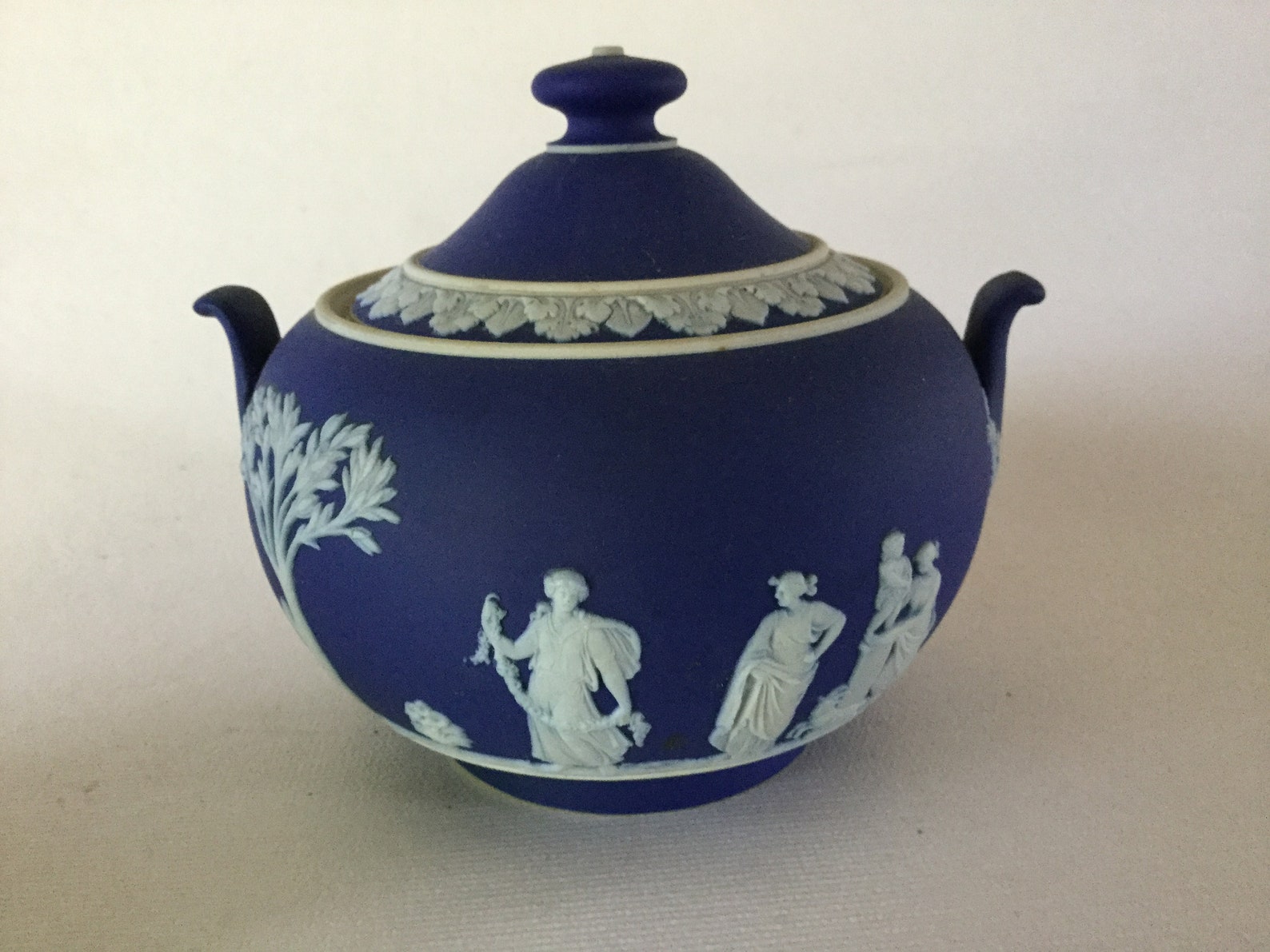 Large WEDGWOOD Made in England Dark Blue Jasper Dip SUGAR BOWL Etsy