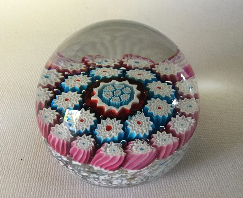 Murano MILLEFIORI Art Glass Paperweight 3x2 Etsy