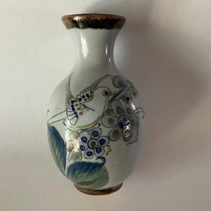 El Palomar Tonala Vase 8 1/8&quot; Bird & Flower Ken Edwards Mexican Pottery Stoneware Vintage