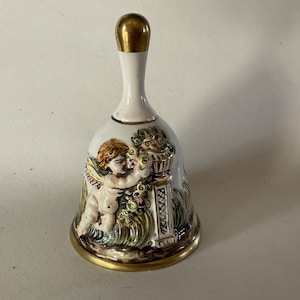 Vintage R. CAPODIMONTE Ceramics Dinner BELL Embossed Cherub Angels 5 3/4"