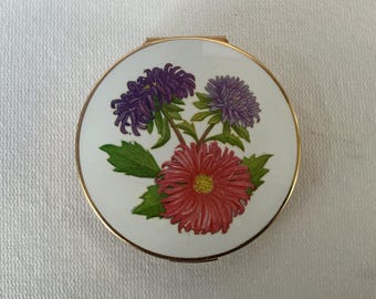 Vintage Floral STRATTON Compact Birth Month September ASTER England