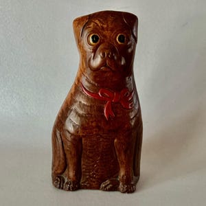 Antique PUG Dog Doorstop 9&quot; Chalkware Ceramic Vintage