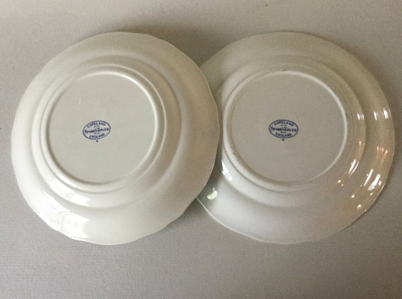 2 Salad Plates 7 34 Copeland Spode BLUE TOWER C1814 Gadroon Edge Antique Transferware England