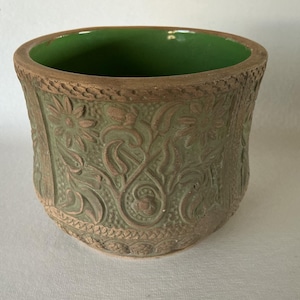 Antique Red Wing Stoneware BrushWare Arts & Crafts Green Wildflower Planter Pot No 105