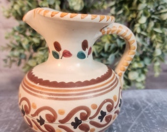 VTG Pottery Sanguino Toledo Spain 5" Tall Handmade Creamer Pitcher Signed