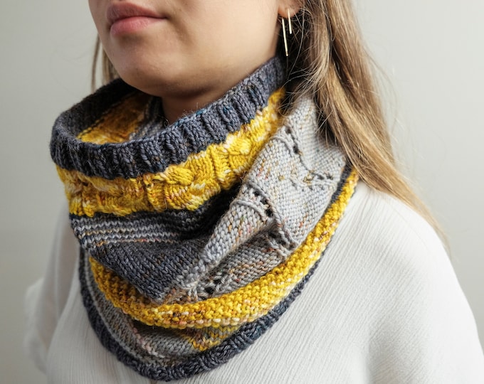 KNITTING PATTERN ⨯ Bobble Cowl Scarf Knit Pattern ⨯ Easy Cowl Scarf ...