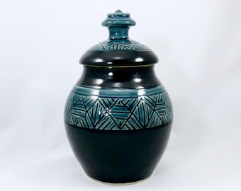 Black Carved Urn