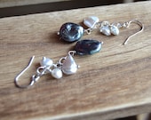 Midnight pearl coin pearl dangle earrings.