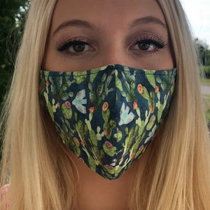 Cactus print contoured face masks.