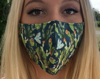 Cactus print contoured face masks.