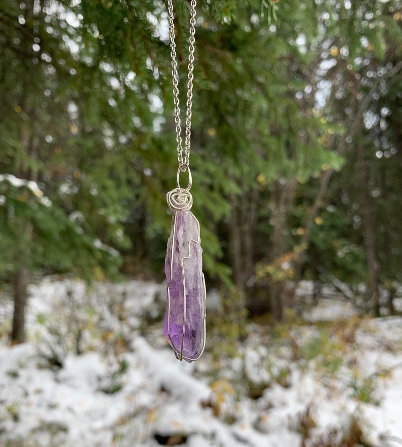 amethyst Wire Wrapped Crystal amethyst Necklace Gift Amethyst Wand alternative purple crystal Jewelry goth amethyst crystal jewelry