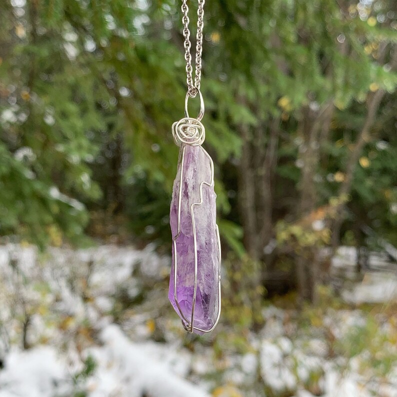 amethyst Wire Wrapped Crystal amethyst Necklace Gift Amethyst Wand alternative purple crystal Jewelry goth amethyst crystal jewelry