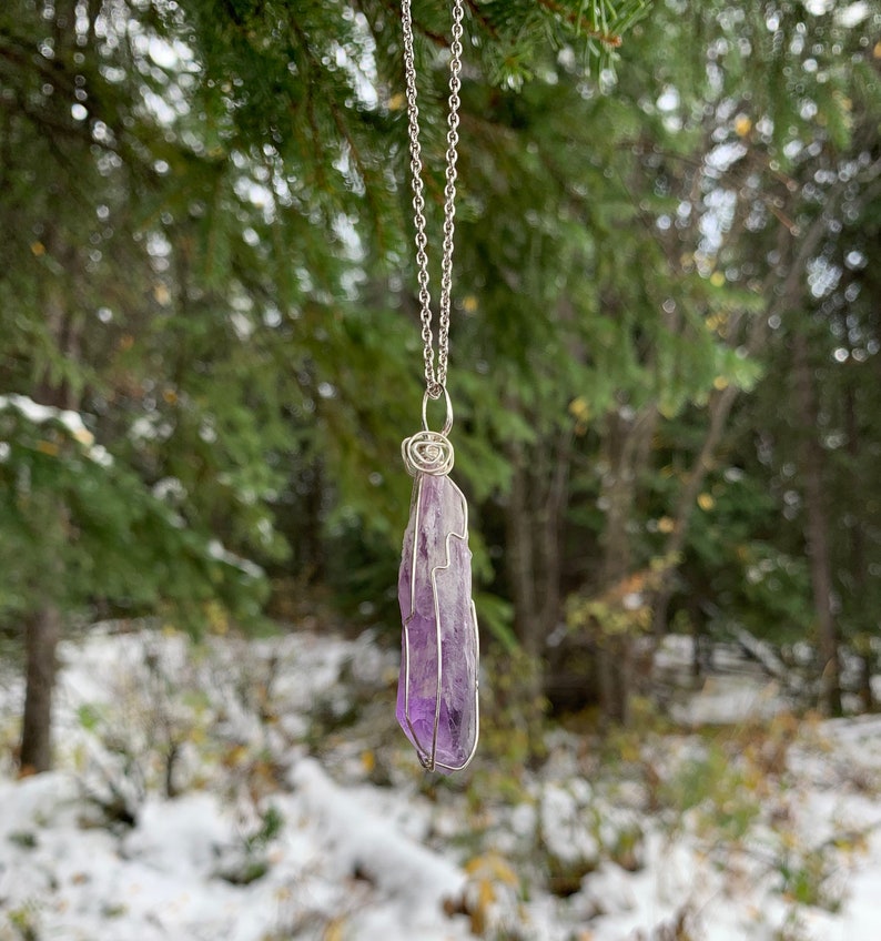amethyst Wire Wrapped Crystal amethyst Necklace Gift Amethyst Wand alternative purple crystal Jewelry goth amethyst crystal jewelry