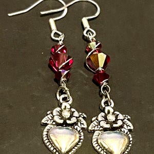 Sacred Heart Earrings: Silver Filigree folk heart jewelry