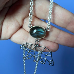 The great bear labradorite necklace, Ursa Major pendant, great bear keepsake jewelry, constellation jewelry, silver polar bear necklace