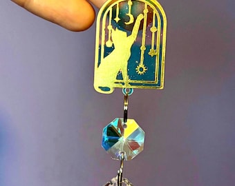 Yule Cat Christmas Ornament: cat holiday suncatcher