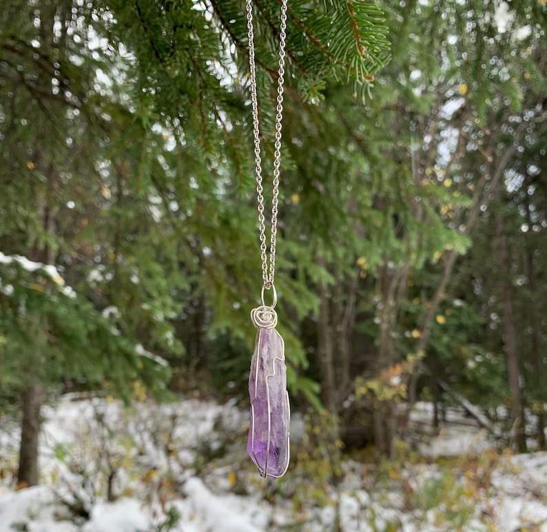 amethyst Wire Wrapped Crystal amethyst Necklace Gift Amethyst Wand alternative purple crystal Jewelry goth amethyst crystal jewelry