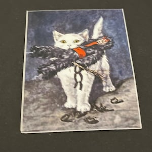 Sticker chat Krampus, cadeau carte postale Krampus autrichien, horreur de Noël, sticker Krampus vs minou, bas de Noël Krampus, souvenir chat de Noël