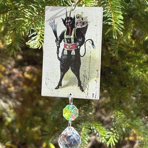 Decorazione natalizia di Krampus, decorazione retrò di Krampus per Yule, regalo di carta di Krampus, ricordo di Krampus, decorazione natalizia curiosa, decorazione natalizia occulta