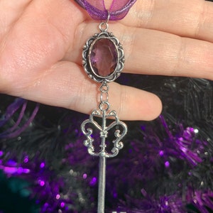 Keeper of the Keys amethyst necklace, hekate goddess devotional jewelry, witchy key necklace, amethyst skeleton key, crystal key pendant