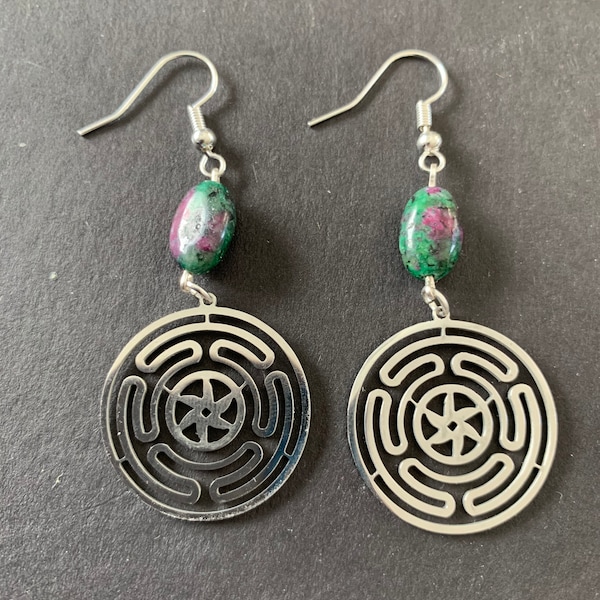 Wheel of Hecate Fuschite Earrings image 3
