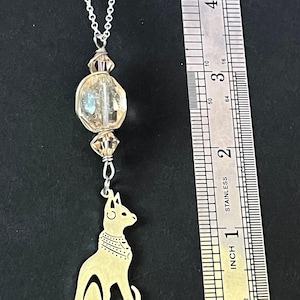 Citrine Bast Necklace, Citrine Siamese Cat Pendant, Goddess Bastet Silver Necklace, Egyptian Cat Jewelry, silver cat pendant, yule cat gift