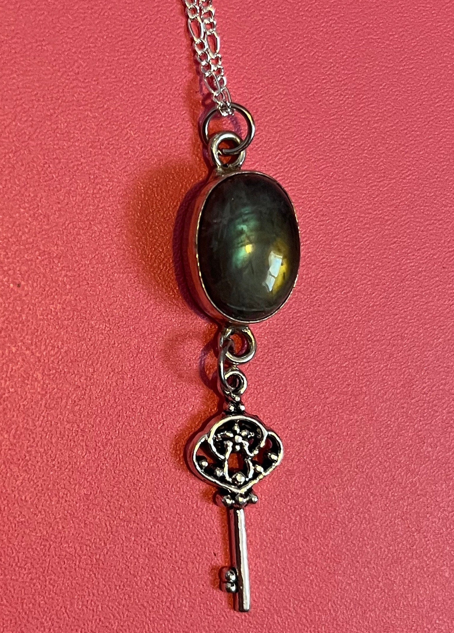 Magickal Realms Key Necklace - Mintakan - Mother of Pearl & Quartz