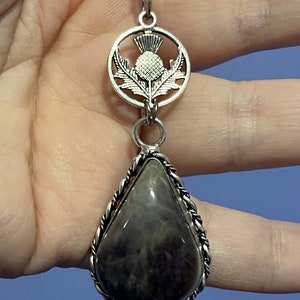 Scottish Thistle crystal necklace, Beloved thistle talisman necklace, thistle keepsake jewelry, Celtic thistle jewelry, thistle gift for Mom