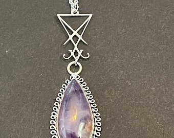 Silver Amethyst Lucifer Sigil Necklace
