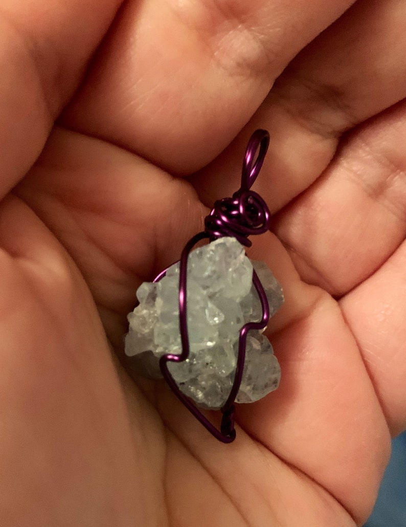 celestite crystal Pendant Celestite Wire Wrapped Necklace midsummer jewelry gift Guardian Angel Talisman Crystal Gift for Friendship