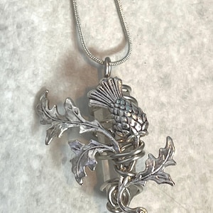 quartz Scottish Thistle necklace, Green Witch jewelry, cottagecore jewelry, thistle necklace, highland thistle pendant, botanical pendant