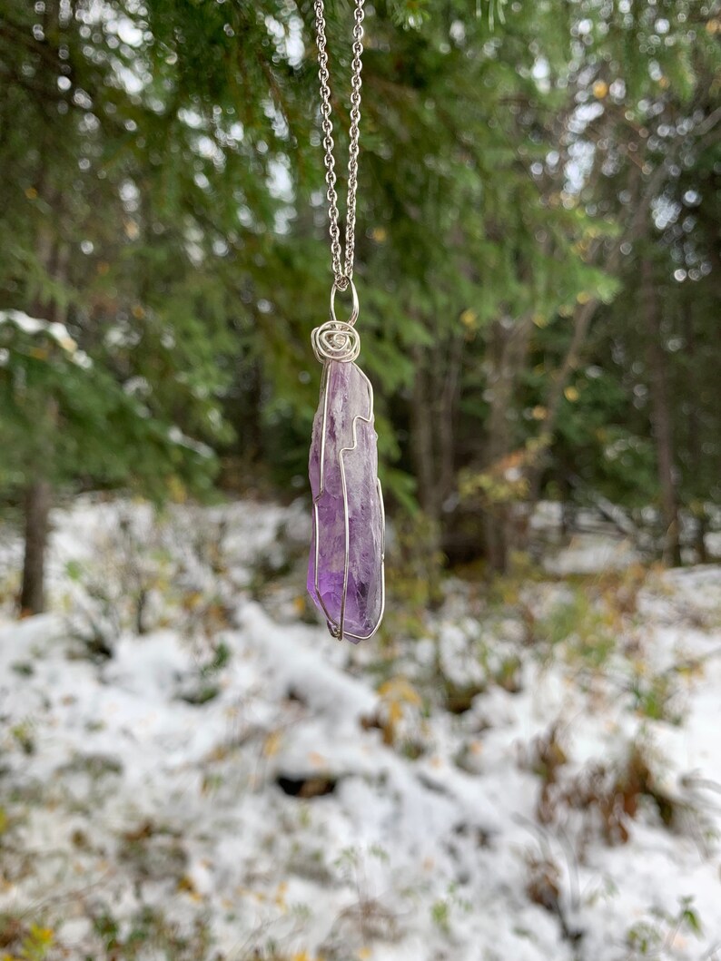 amethyst Wire Wrapped Crystal amethyst Necklace Gift Amethyst Wand alternative purple crystal Jewelry goth amethyst crystal jewelry