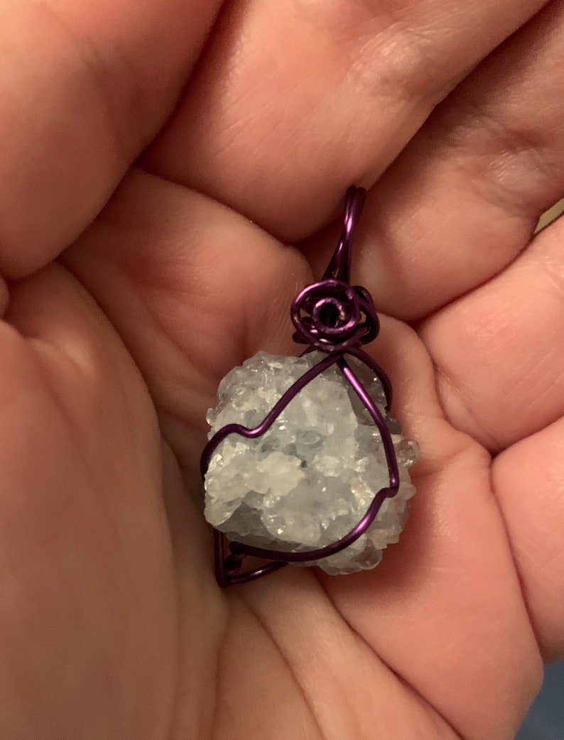 celestite crystal Pendant Celestite Wire Wrapped Necklace midsummer jewelry gift Guardian Angel Talisman Crystal Gift for Friendship