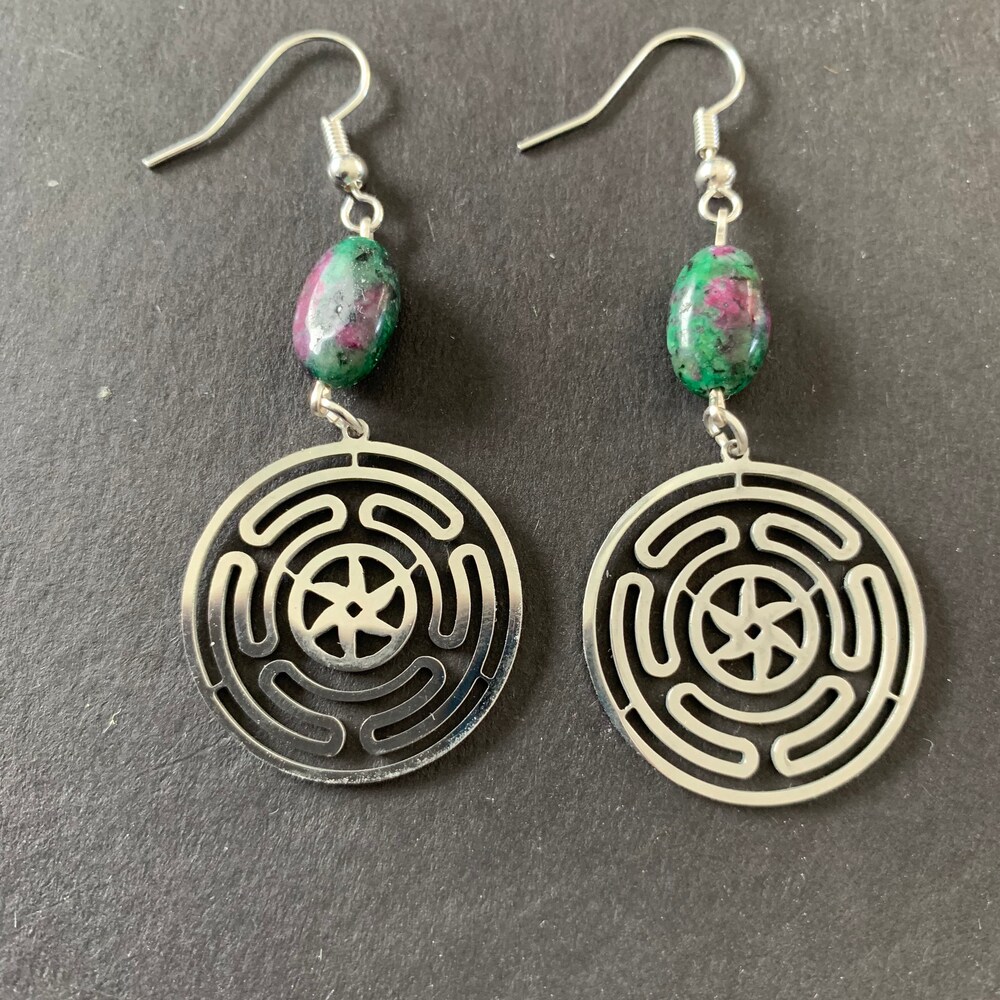 Wheel of Hecate Fuschite Earrings image 0