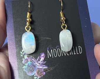 Dainty Moonstone Earrings, Minimalist moonstone Jewelry, Gold Rainbow Moonstone Earrings, Gift For Bridesmaid, silver moonstone earrings