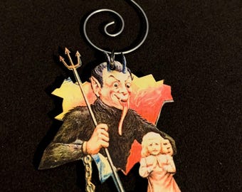 Krampus Vintage Stylized Yuletide Ornament, krampusnacht collectible decoration, beast of Xmas holiday ornament, gothic Christmas decoration