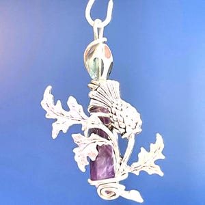 Scottish Thistle ornament, Witchy yuletide gift, amethyst thistle ornament,  botanical xmas decor, Celtic thistle keepsake, thistle decor