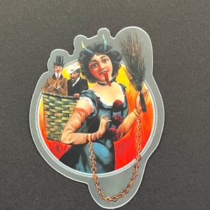Adesivo fustellato Lady Krampus, decalcomania in vinile krampus, decalcomania Frau Perchta, adesivo krampus, ripieno di calze Frau Perchta, gruss vom krampus