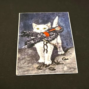 Adesivo Krampus contro il gatto di Yule, decalcomania per cartolina del gatto di Yule, orrore di Natale, adesivo del folclore del gatto di Yule, regalo di Natale di Krampus, adesivo Krampus