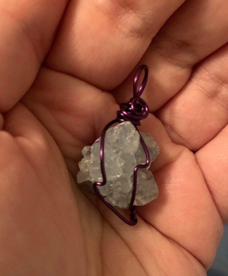 celestite crystal Pendant Celestite Wire Wrapped Necklace midsummer jewelry gift Guardian Angel Talisman Crystal Gift for Friendship